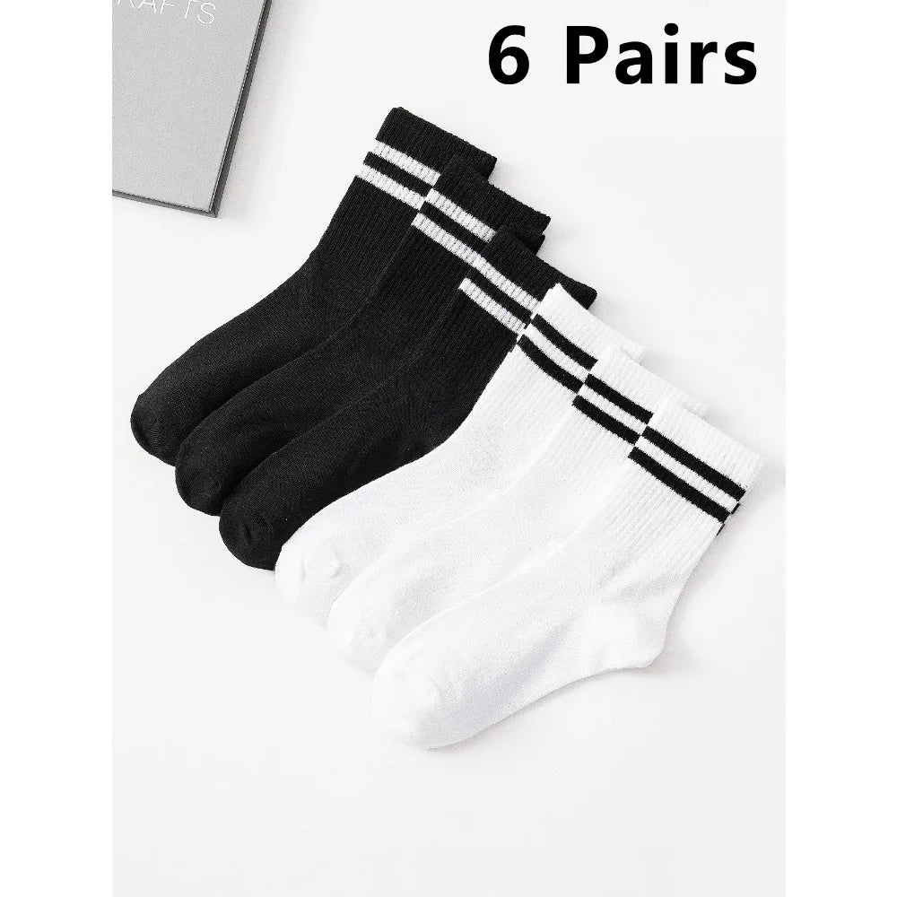 Men's Striped Breathable Sports Socks - Sweat Absorbing