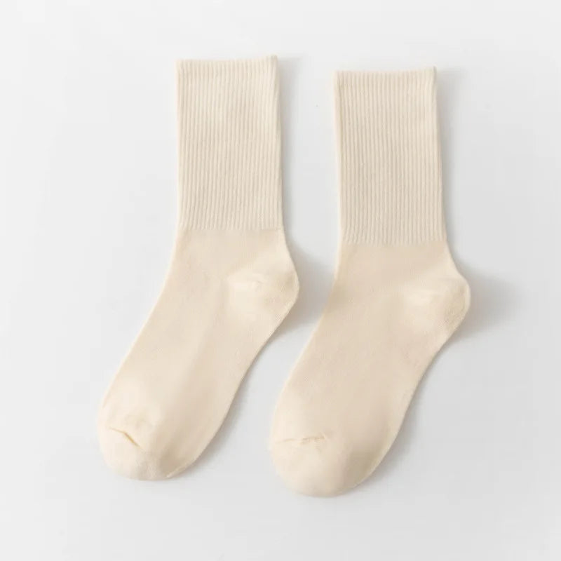 1 Pair Unisex Solid Color Breathable Cotton Socks