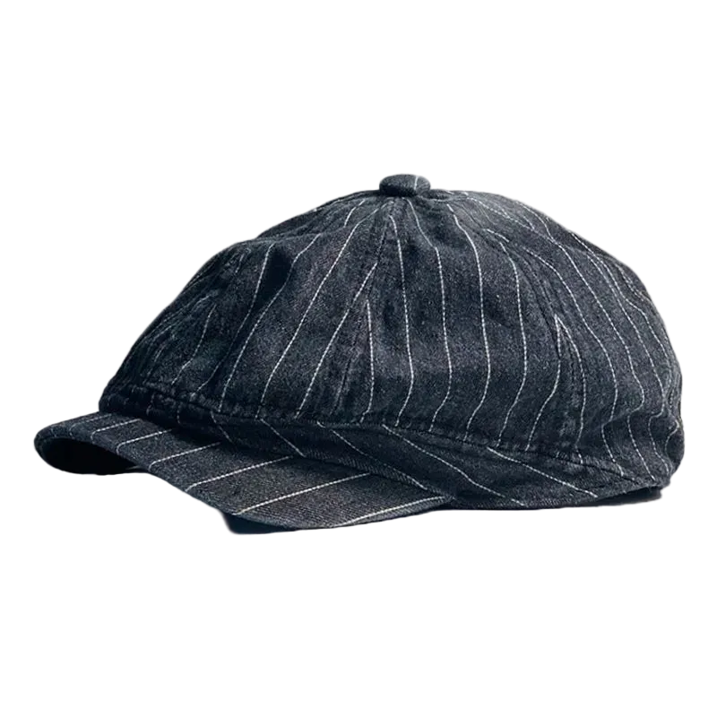 Striped Japanese Retro Washed Denim Hat