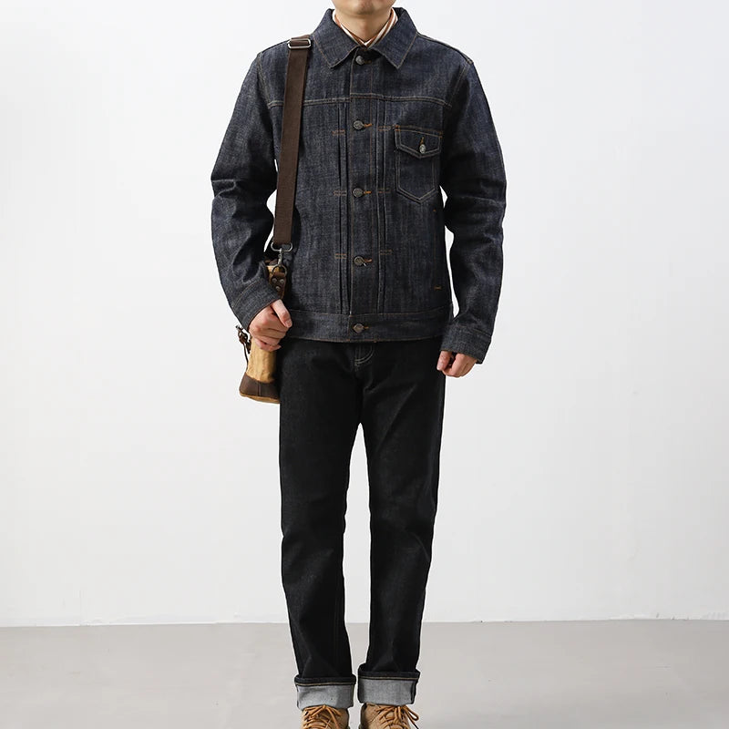 Raw Selvedge Denim Jacket - Japanese Vintage 100% Cotton Workwear Coat | Heavyweight Unwashed