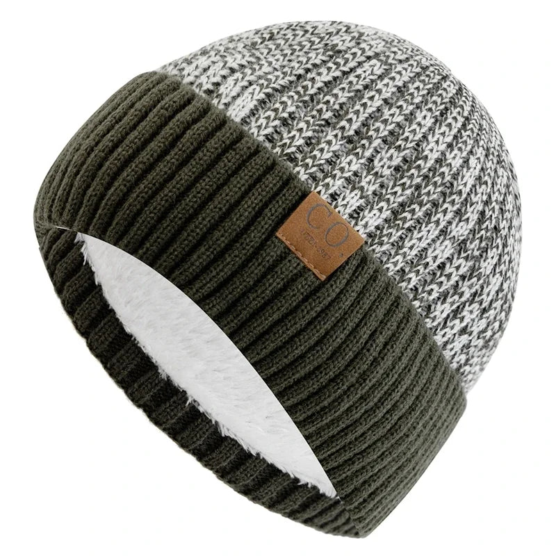 Two-Tone Winter Hats - Fur Lined Beanies