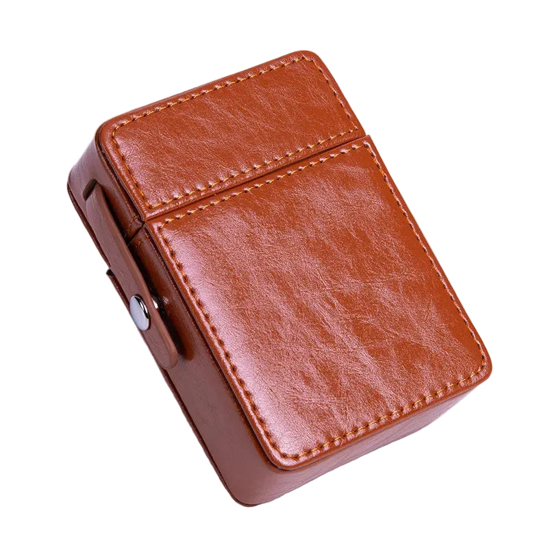 Waterproof Leather Cigarette Lighter Holder Box Travel Case