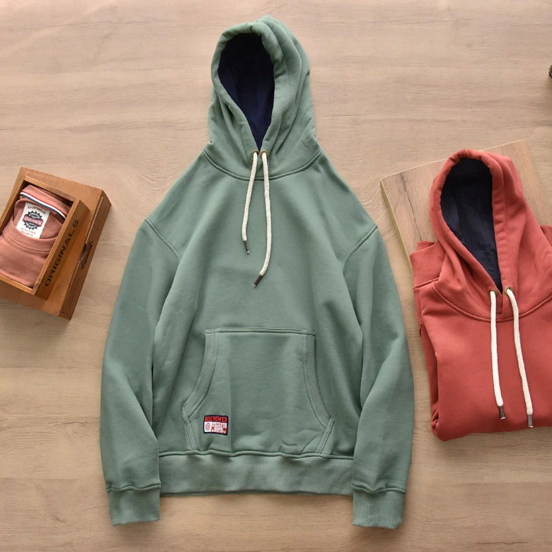 Vintage Solid Color Washed Heavyweight Hoodie