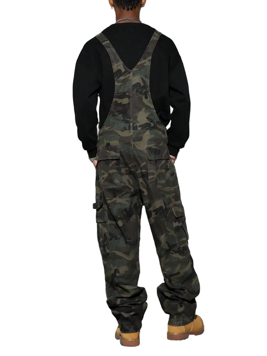 Men's Street Camo Bib Overalls - Multi Pocket Design