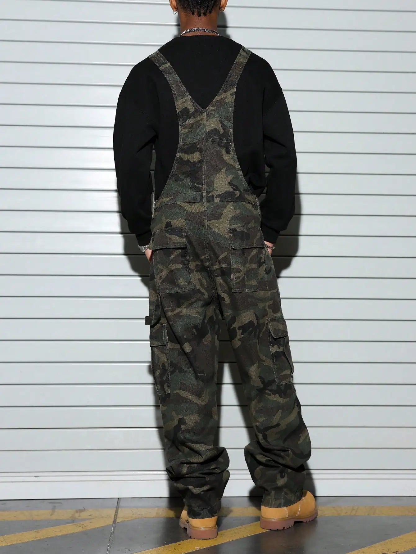 Men's Street Camo Bib Overalls - Multi Pocket Design