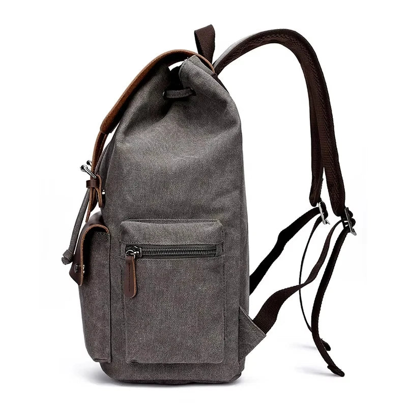 Vintage Canvas Laptop Backpack For Men 15.6 Inch Travel School Bag
