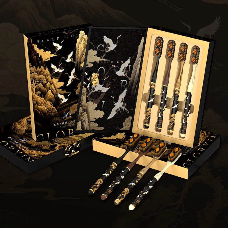 Black Gold Series Twin Peaks Convex Soft Hair Toothbrush Sets