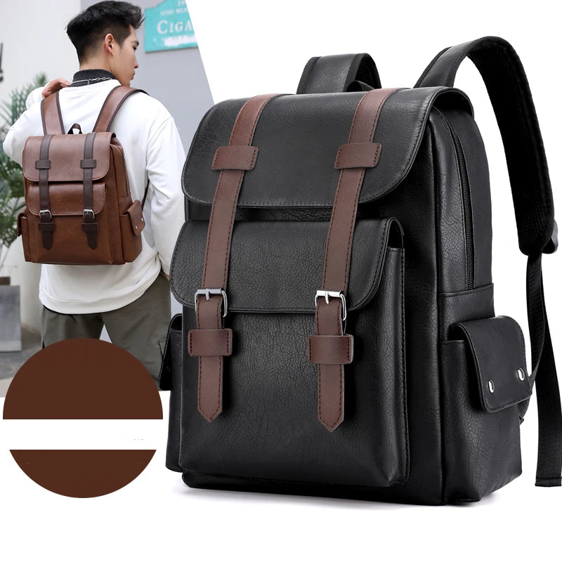 Men's Leather Backpack - Large