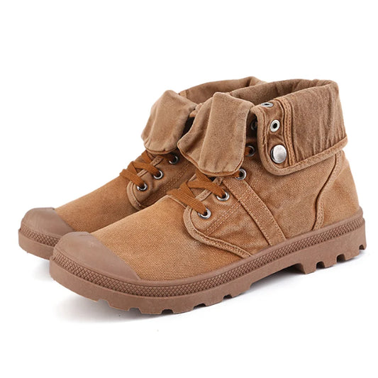 High Top Canvas Lace Up Outdoor Boots