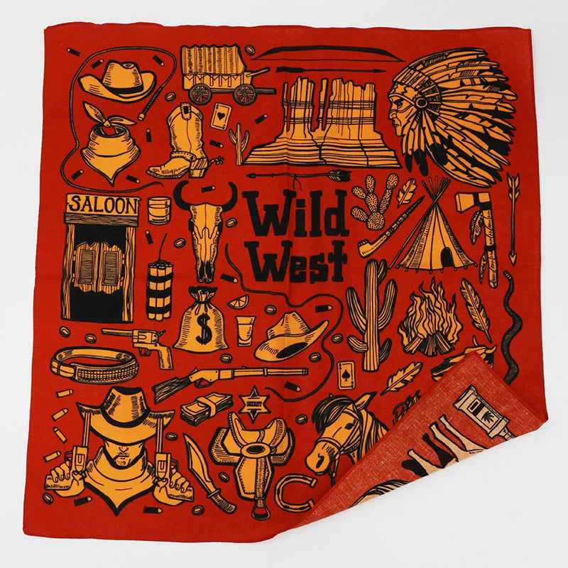 Maillard Style Wild West Cotton Bandana Scarf - 55x55 cm