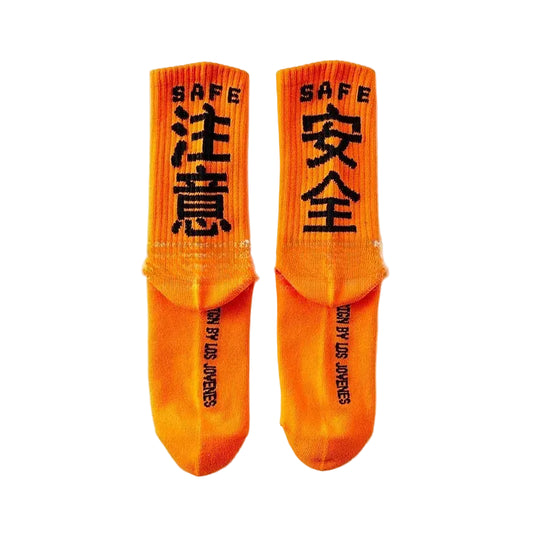 Mens Cotton Socks High Quality Streetwear Casual Unisex Skateboard Black Orange