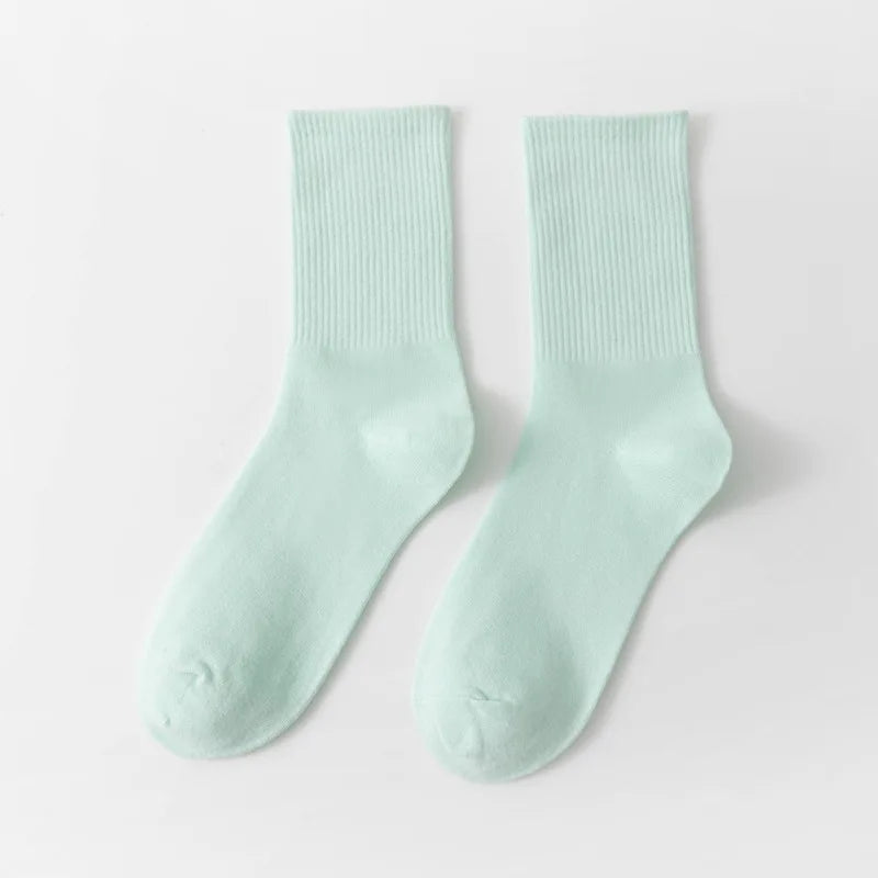 1 Pair Unisex Solid Color Breathable Cotton Socks