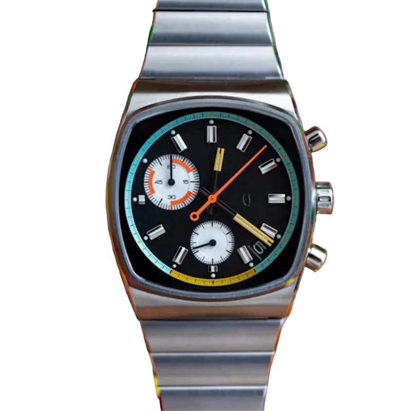 Square Sports Watch For Men Stainless Steel Strap Quartz Movement