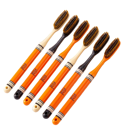 6-Pack High Grade Orange Toothbrushes - Soft Bristles
