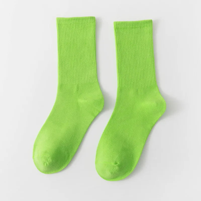 1 Pair Unisex Solid Color Breathable Cotton Socks
