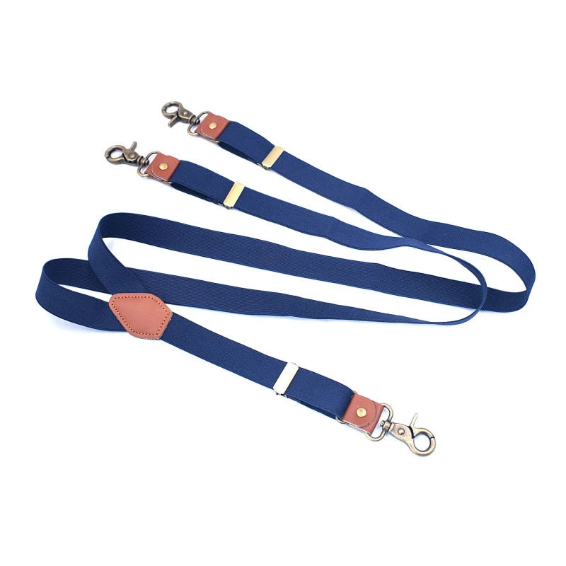 Vintage Men's Suspenders with 3 Hooks - Adjustable Casual Trouser Suspenders