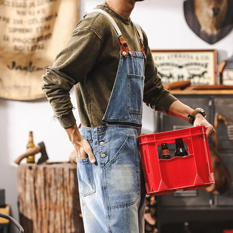 Men's Denim Overalls With Adjustable Straps