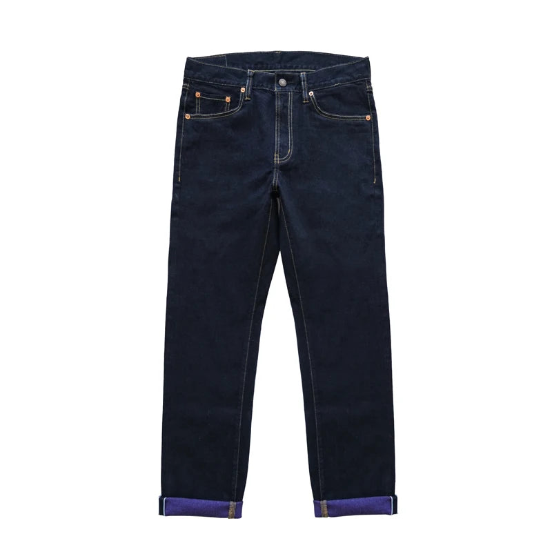 Men's Purple Jeans - Denim Double-Sided Dyeing Selvedge Slim Fit Straight Leg 12.5 oz