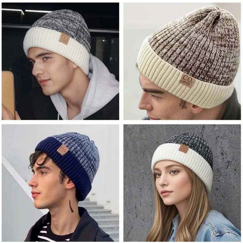 Two-Tone Winter Hats - Fur Lined Beanies