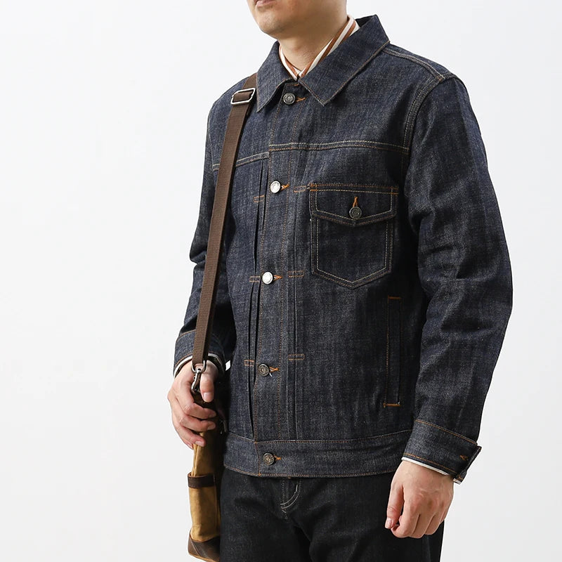 Raw Selvedge Denim Jacket - Japanese Vintage 100% Cotton Workwear Coat | Heavyweight Unwashed
