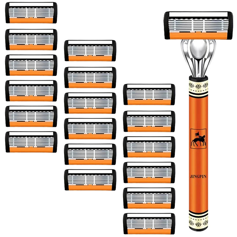 6 Layer Safety Razor Set For Men Stainless Steel Changeable Head Razor