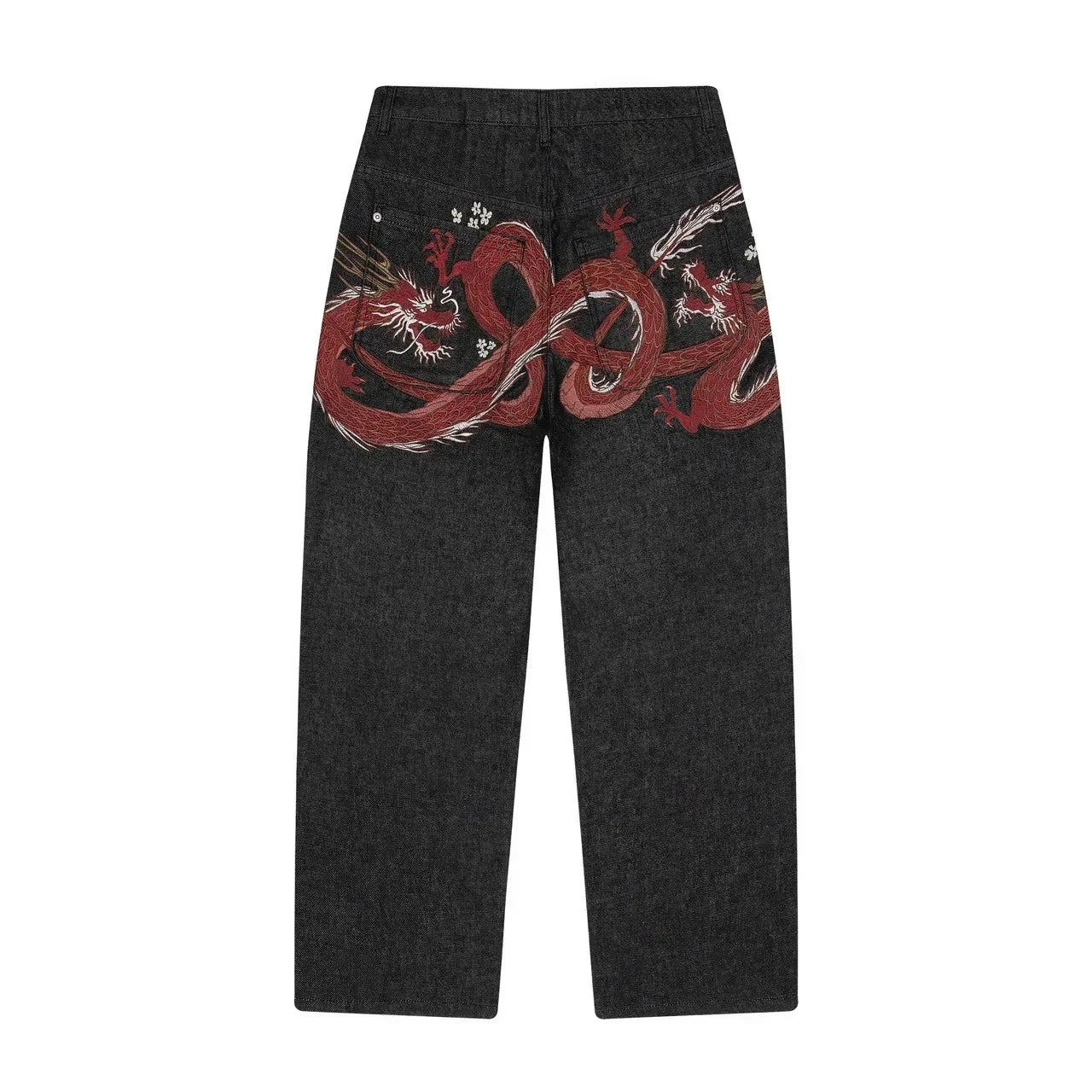 Embroidered Baggy Jeans - Selvedge Denim Pants