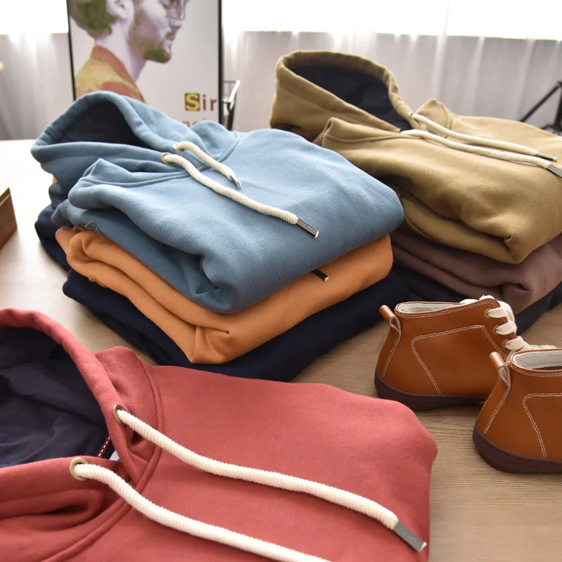 Vintage Solid Color Washed Heavyweight Hoodie