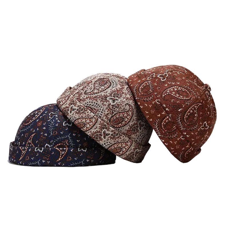 Cotton Paisley Brimless Docker Caps