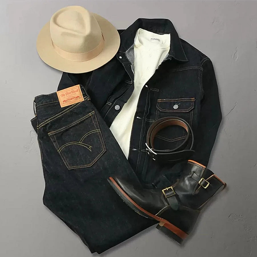 Vintage Shuttle Loom Woven Red-Eared Jeans