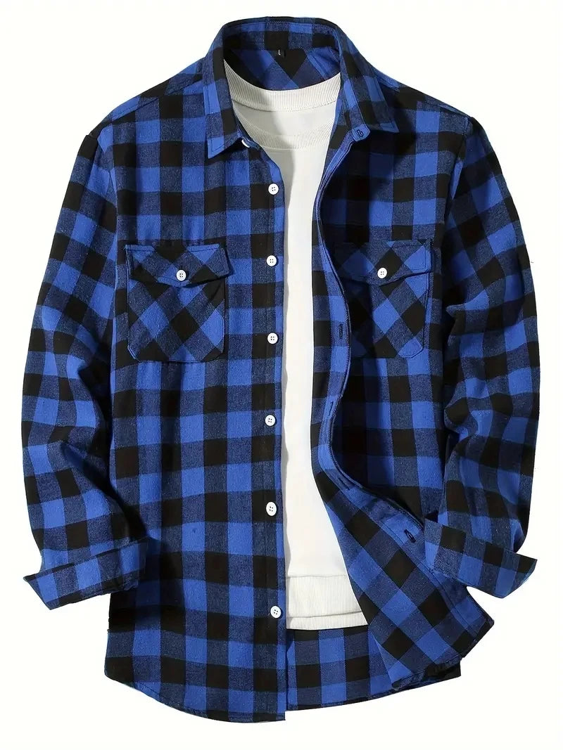 Men's Cotton Long Sleeve Plaid Flannel Lumberjack Shirts