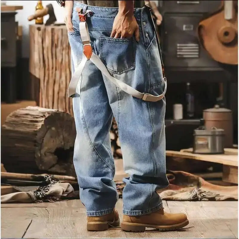 Men's Denim Overalls With Adjustable Straps