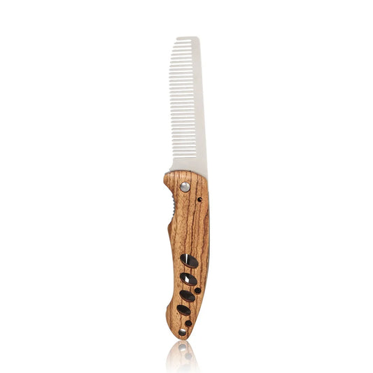 Solid Wood And Metal Folding Beard Comb