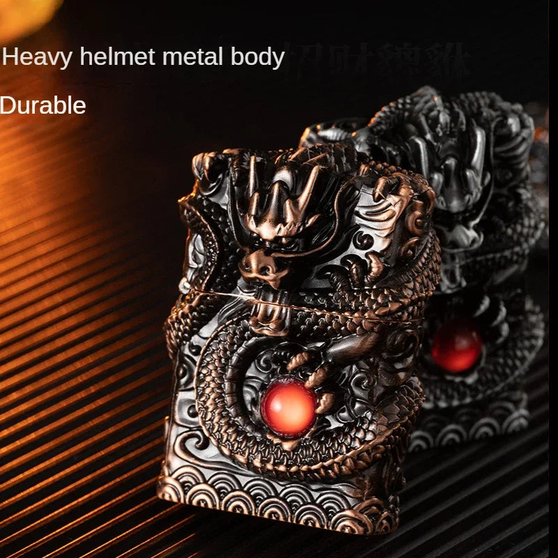 Vintage 3D Metal Relief Open Flame Lighter