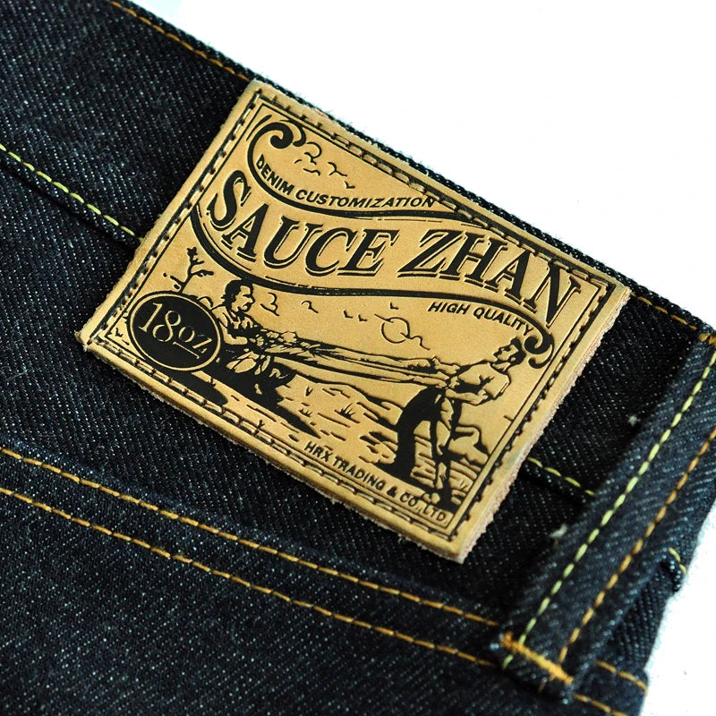 18OZ Men's Selvedge Denim Jeans - Raw Denim Straight Thick