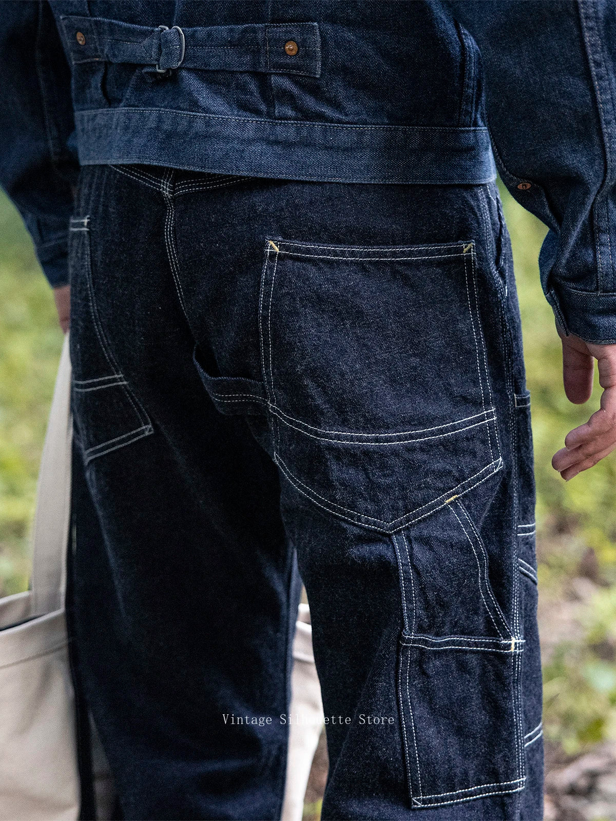 Derrickman Denim Work Pants - Double Knee Triple-Stitch Straight Jeans