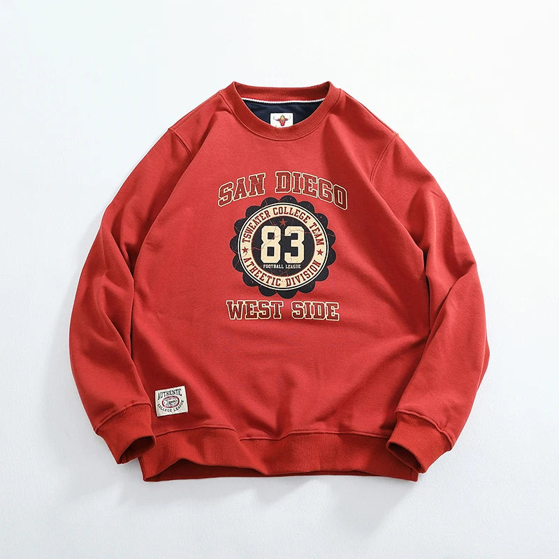 American Retro Long Sleeve O-neck Letter Printed Sweatshirts for Men