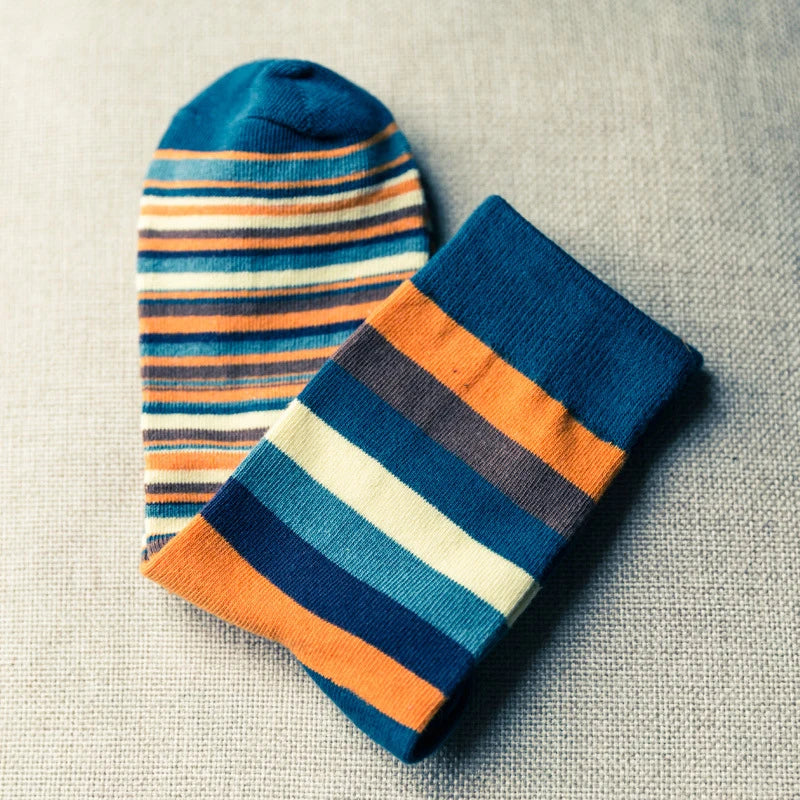 5 Pairs Men's Striped Cotton Socks