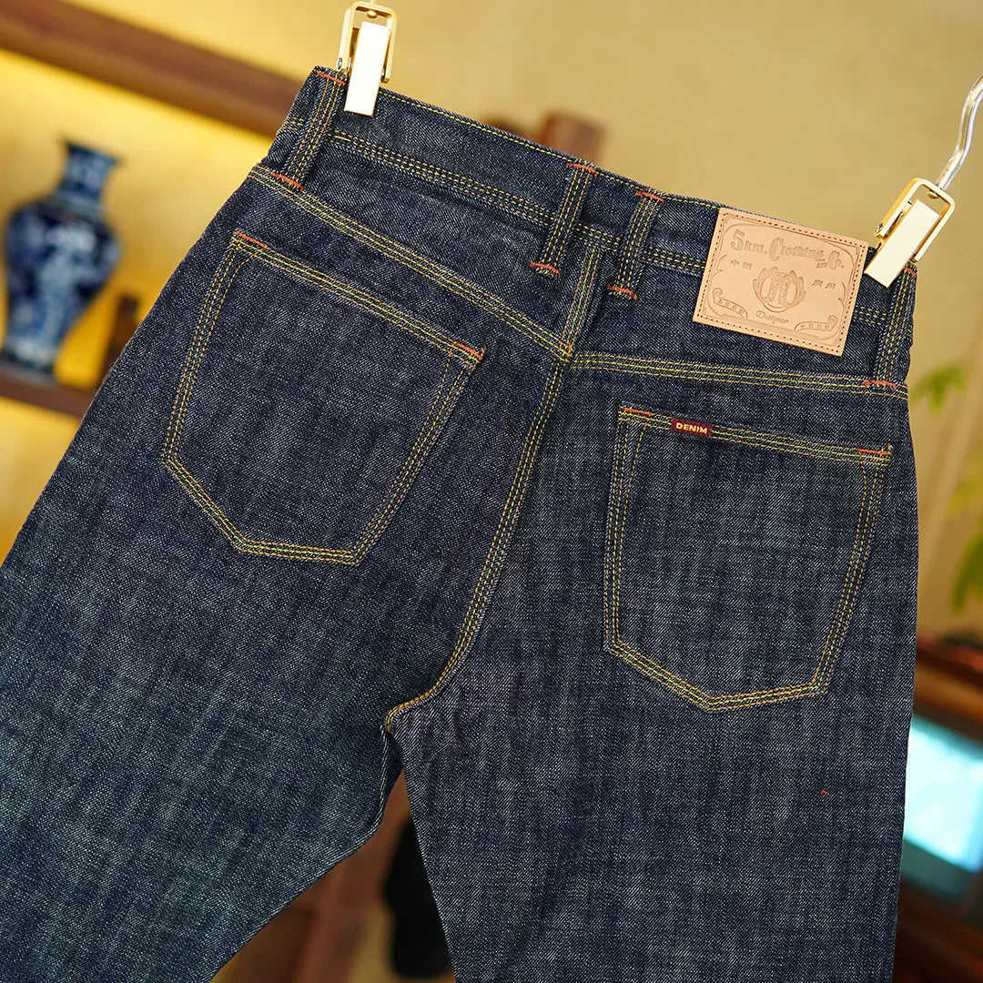 One-Wash Raw Denim 18oz Selvedge Jeans - Heavyweight Straight-Leg 100% Cotton