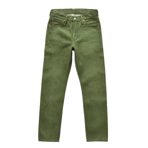 Men's Olive Green Selvedge Denim Jeans - Slim Fit 14 Oz