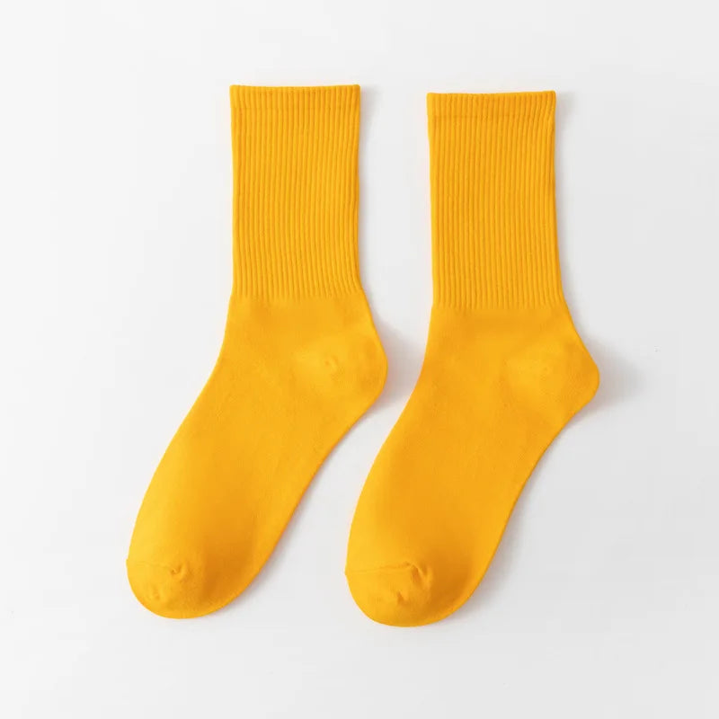 1 Pair Unisex Solid Color Breathable Cotton Socks