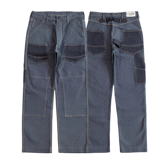 Retro Hickory Stripes Derrickman Work Pants - Loose Straight Leg