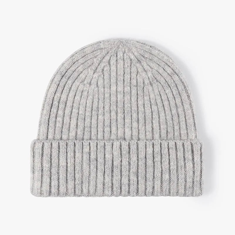 Thick Wool Beanie Hat - Warm Knitted Cap