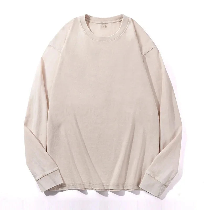 Distressed Long Sleeve Cotton T- Shirt