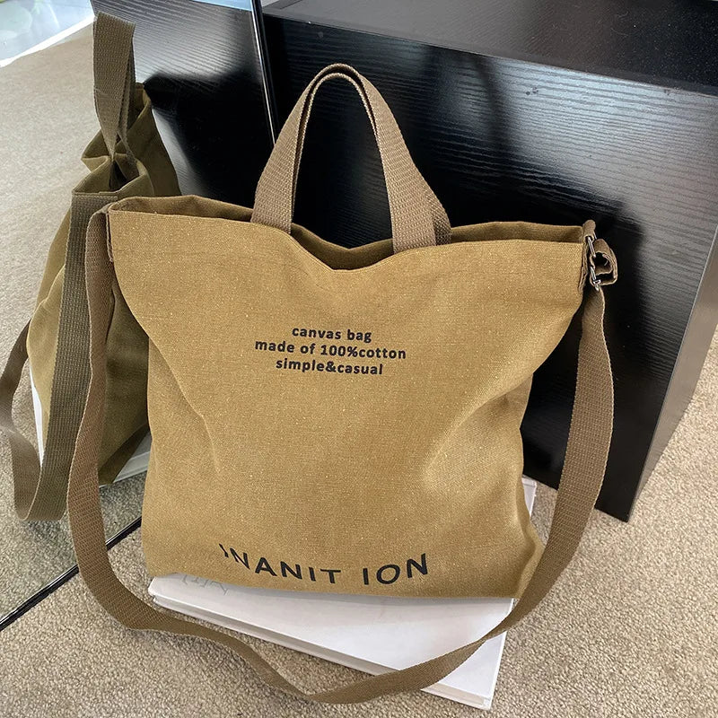 Unisex Japanese Canvas Thick Handbag Satchel