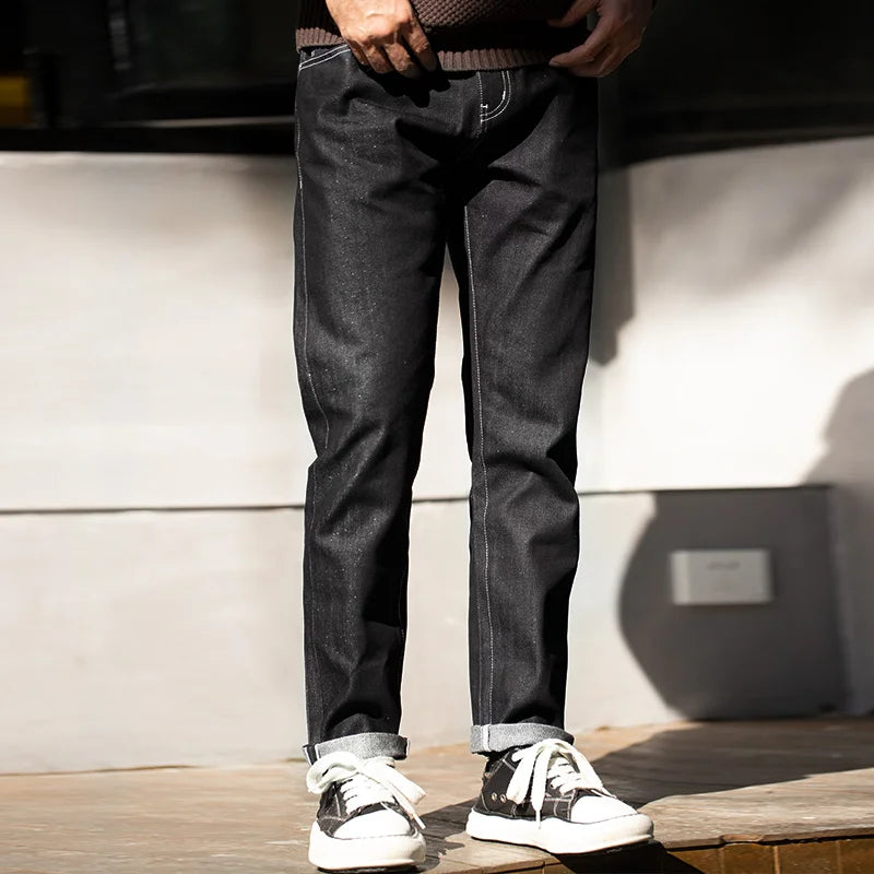 Silver Denim Vintage Jeans for Men Selvedge Raw Denim 13 Oz Straight Fit Pants