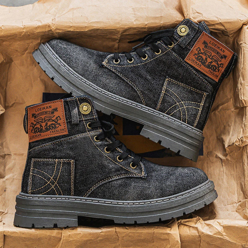 Men's High Top Denim Boots, Casual Sports Shoes, Men's Boots
