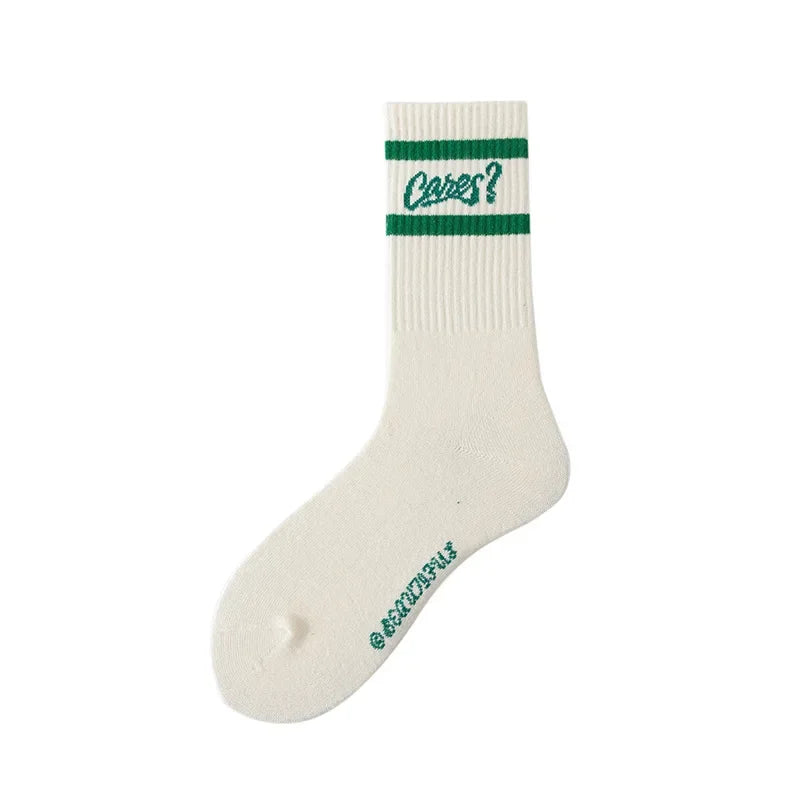 Green Japanese Cotton Mid Tube Socks