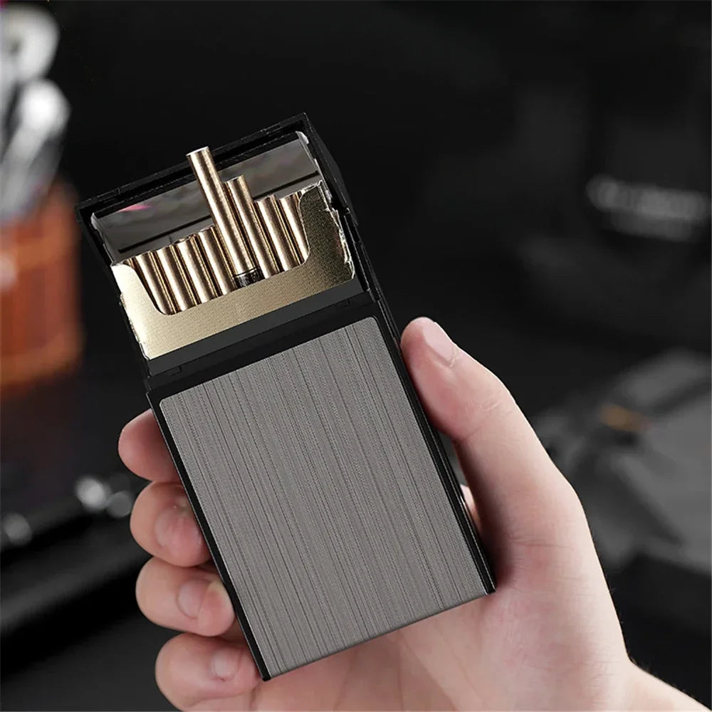 Portable Cigarette Box — Metal Slim Cigarette Case Pocket Tobacco Holder