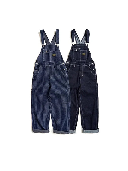 American Vintage Raw Wabash Blue Denim Overalls