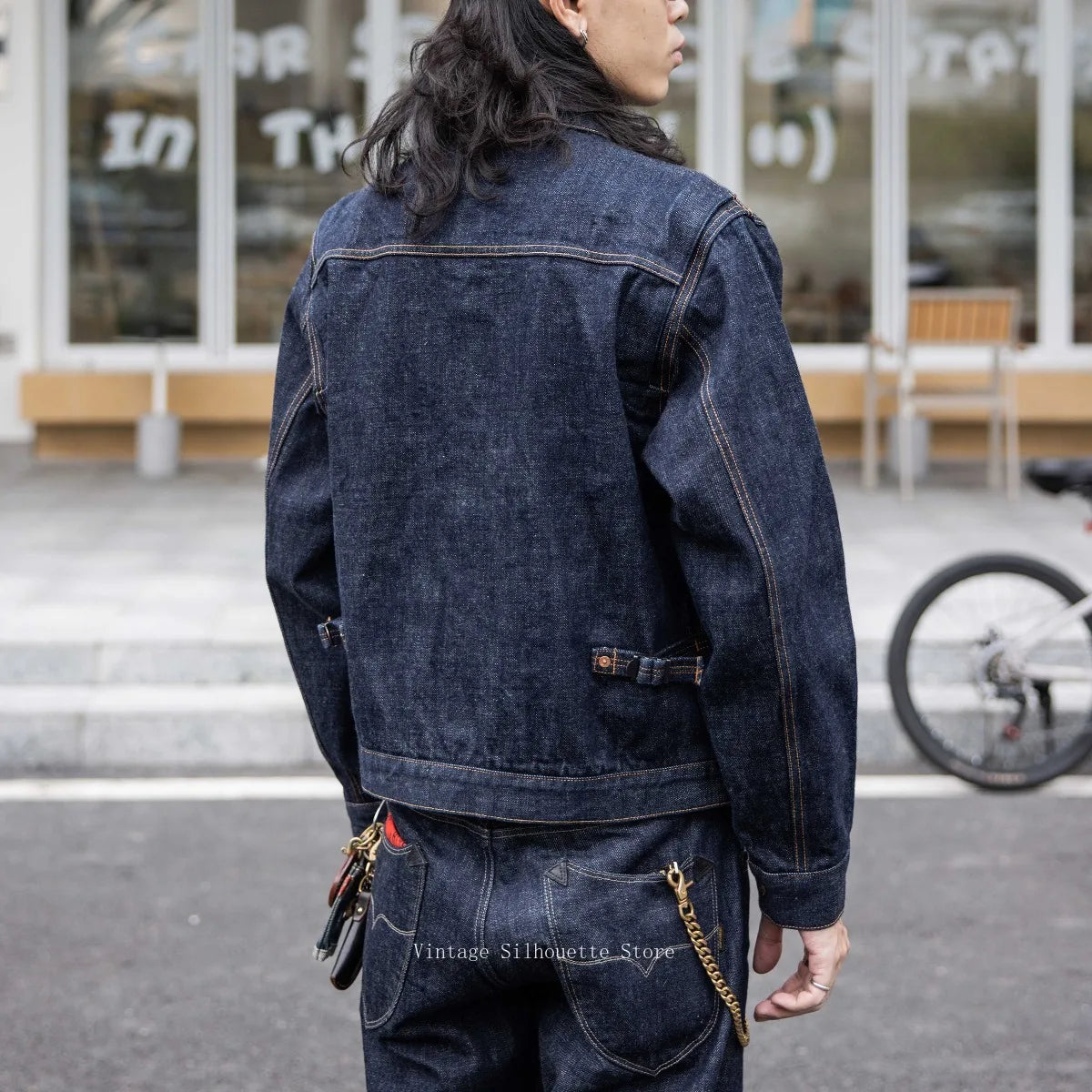 11MJ Jean Jacket Rugged Vintage Aesthetic 18oz Selvedge Denim Men's Jacket Onewash